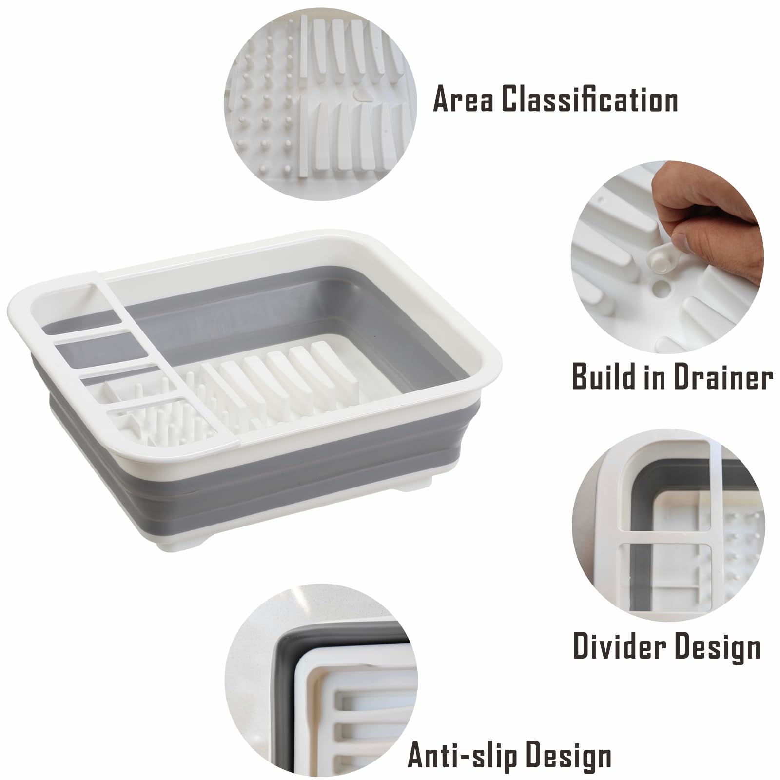 Craftend escurridor plegable, altura de 2 pulgadas, perfecto en cocinas pequeñas.
