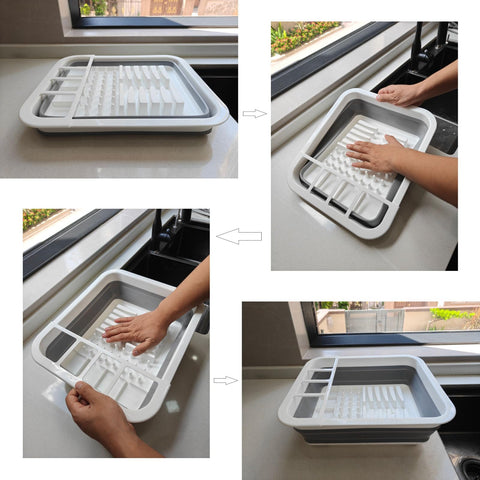 Craftend escurridor plegable compacto para camping, ideal para espacios reducidos.