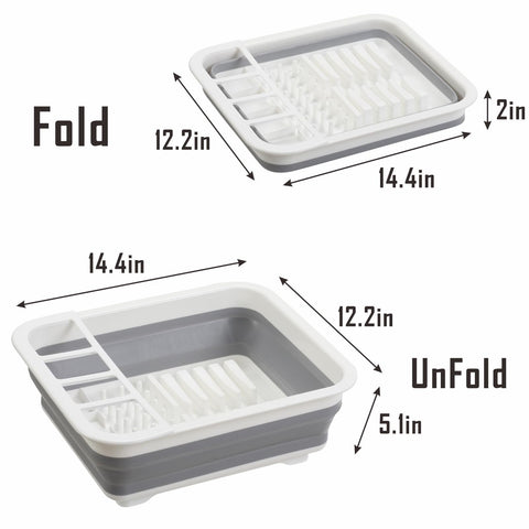 Craftend escurridor plegable con zonas separadas para platos y tazas, organización fácil.