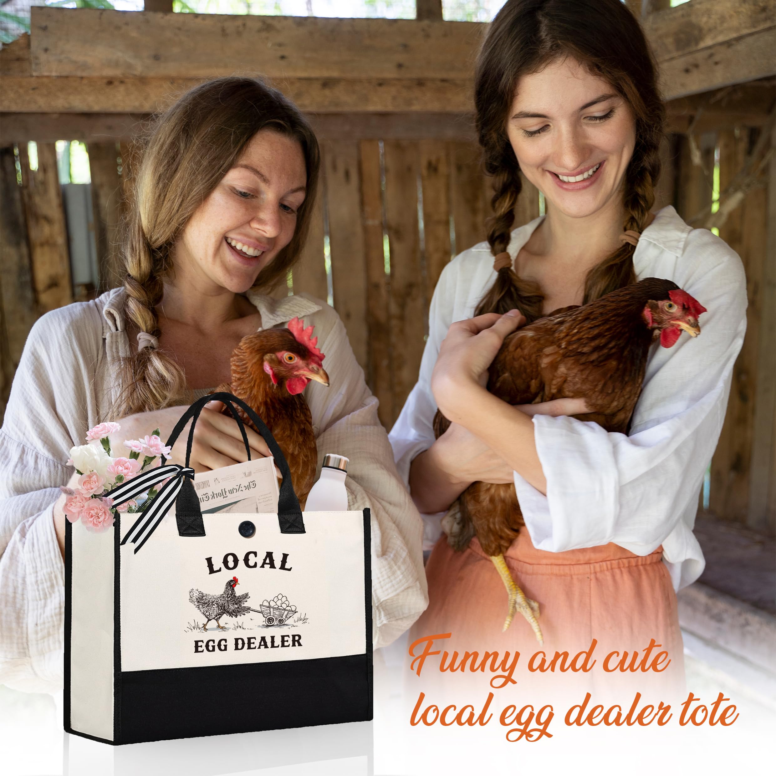 Craftique regalo divertido mujer gallinas: bolso espacioso para compras y salidas.