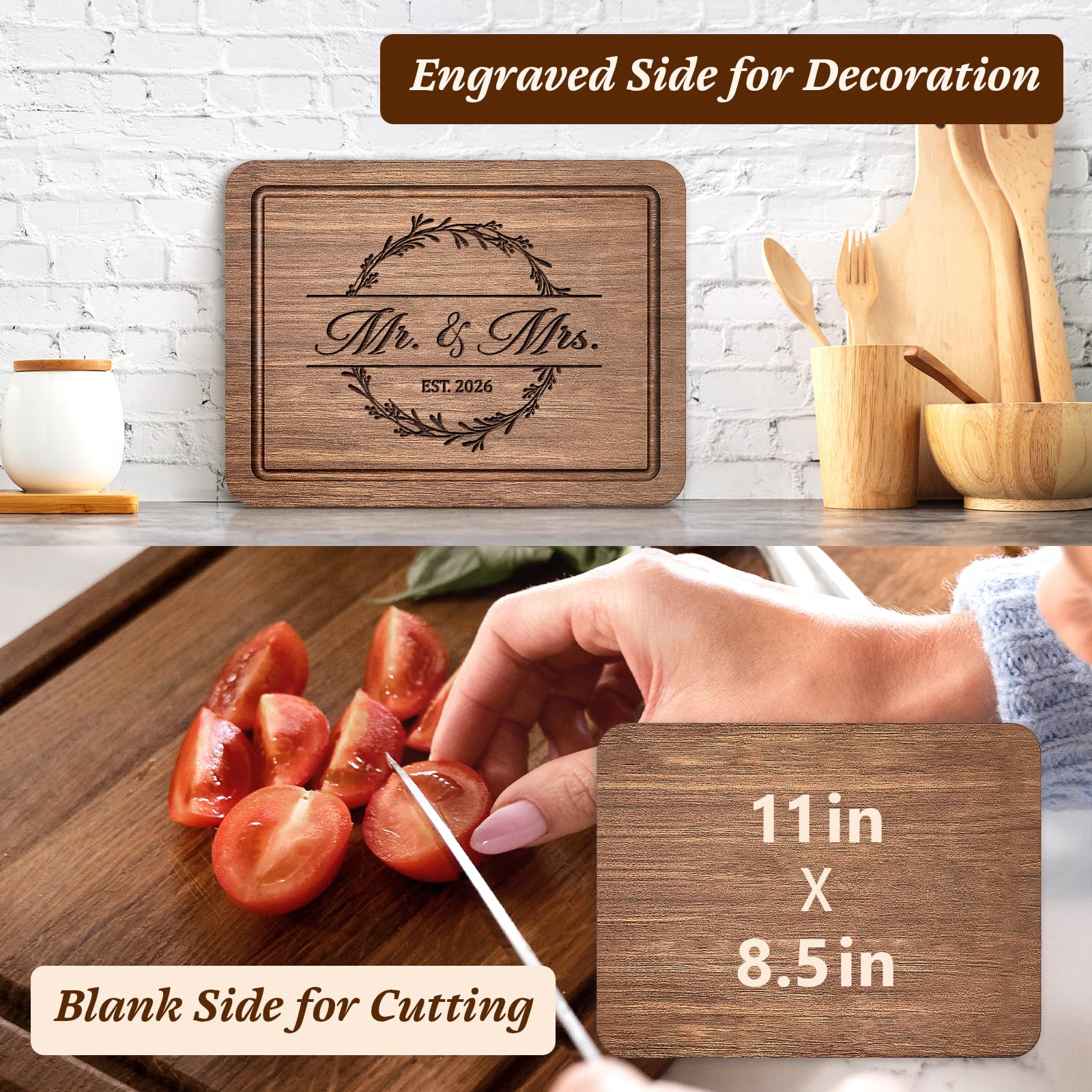 Craftique regalo duradero para bodas diseño en nogal con acabado suave.