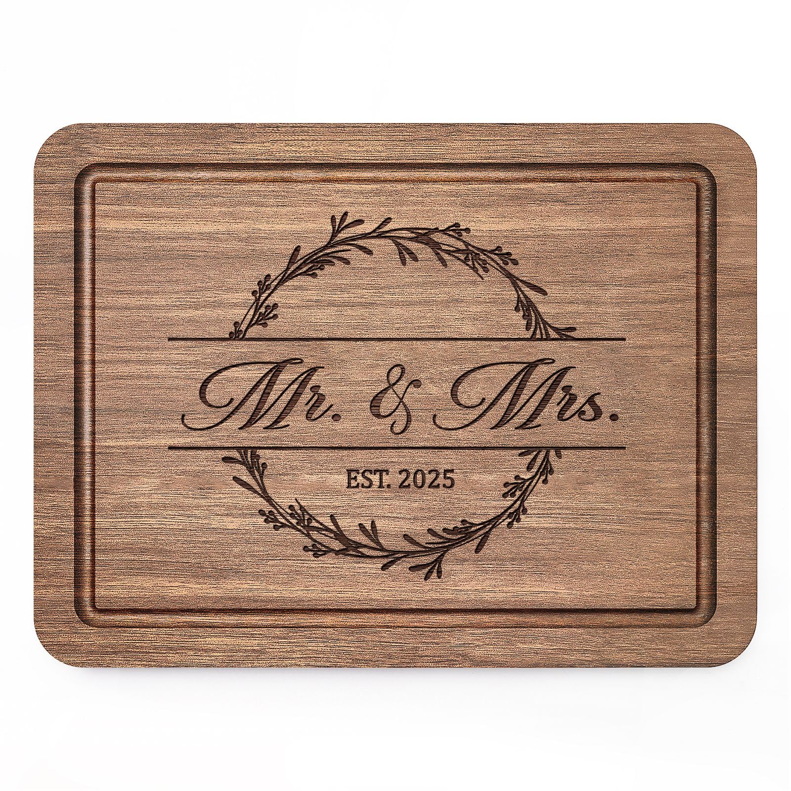 Tabla de corte Craftique grabada Sr. y Sra, regalo significativo para parejas.