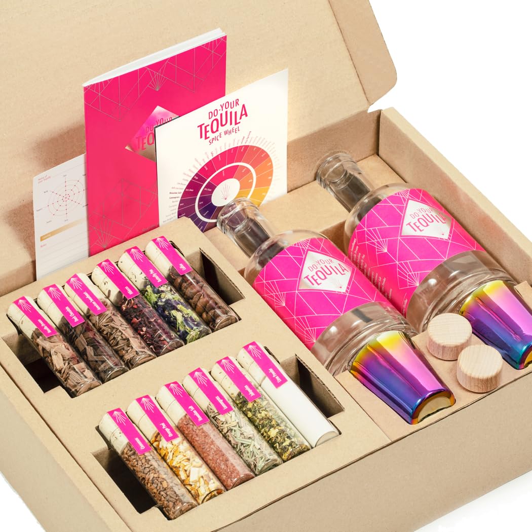 Craftly kit infusión tequila: dos vasos de vidrio para infusionar en casa.