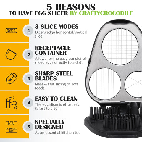 CraftyCrocodile cortador de huevo en dados para porciones rápidas.