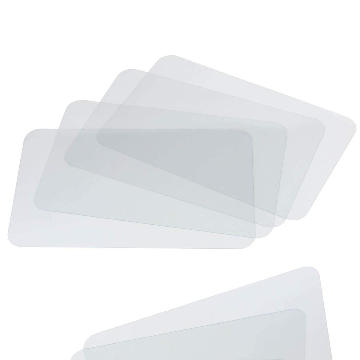 Salvamanteles de CraftyCrocodile, plástico transparente, conjunto de 4, protege la mesa durante las comidas.