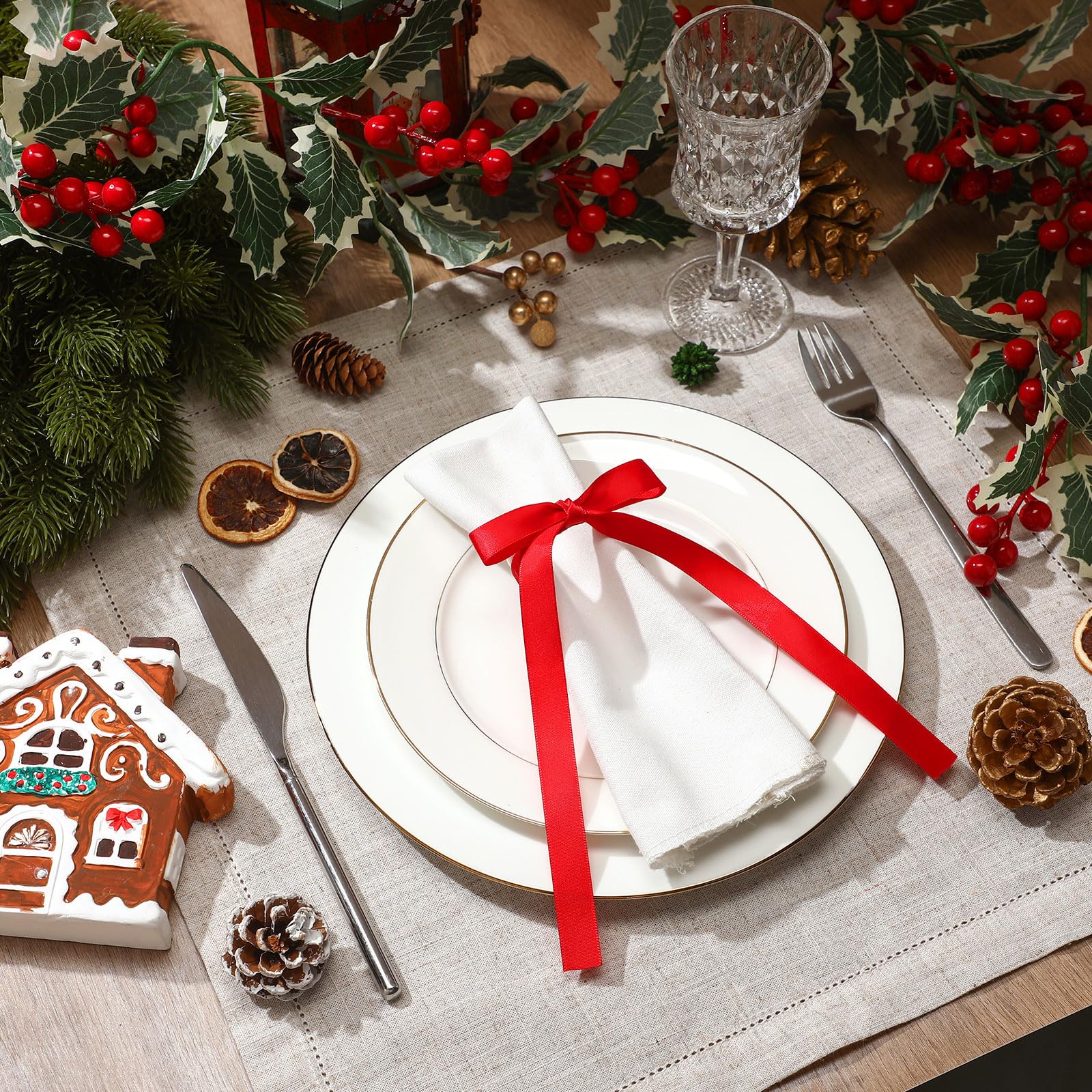 CraftyDream servilletero para cena navidad, decoración de mesa cálida.
