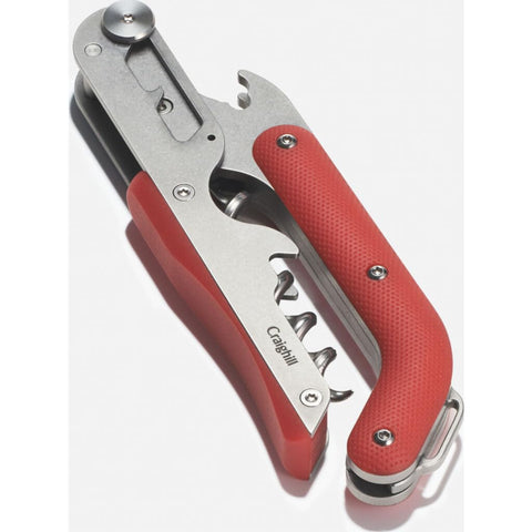 Craighill Best Wine Key, ángulo lateral, acabado rojo mate para un agarre cómodo.