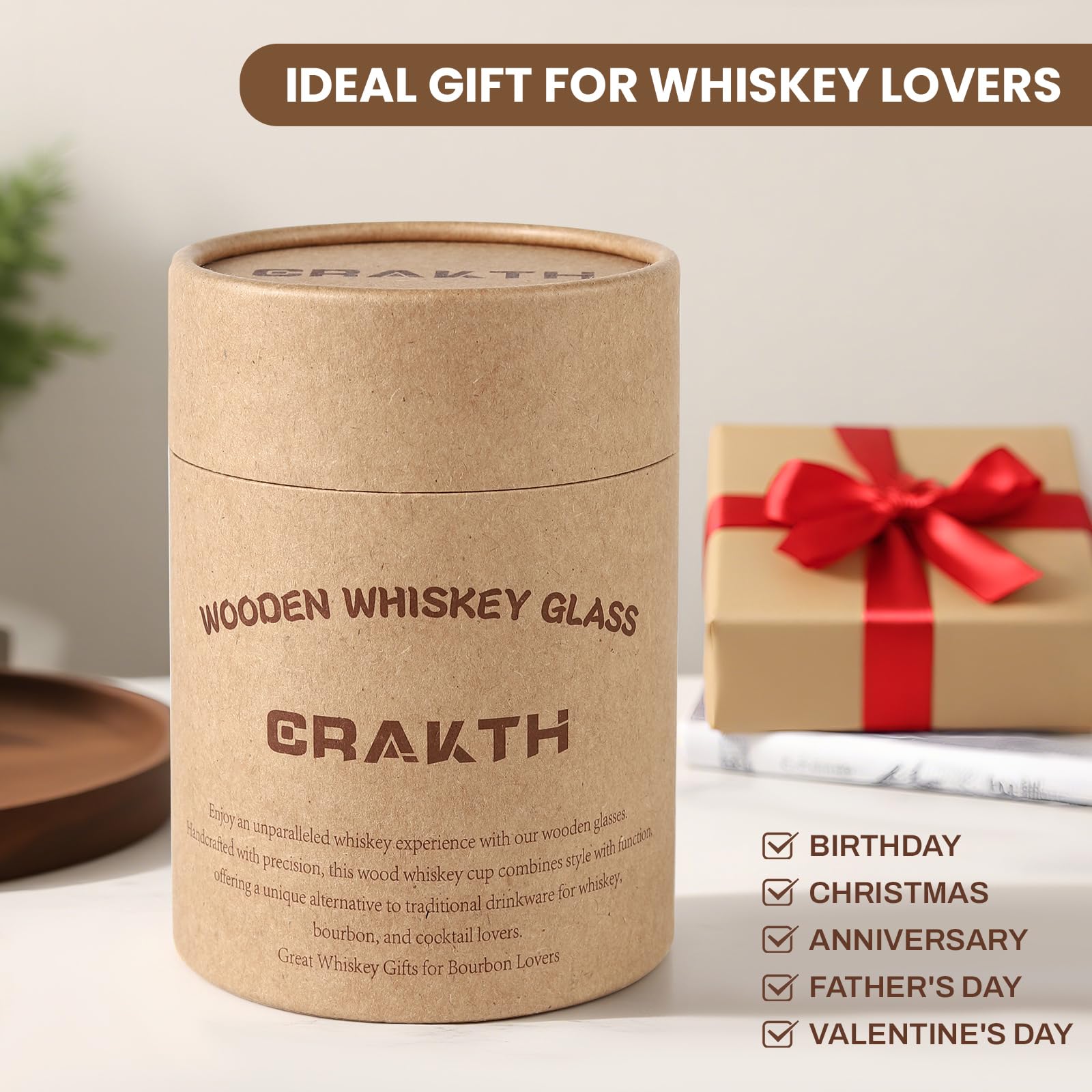 CRAKTH empaque regalo, presentación elegante del vaso de madera