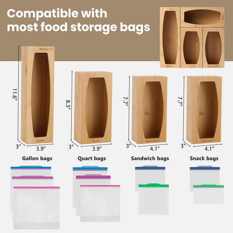 CRAKTH organizador de bolsas snack de bambú, mantiene el cajón ordenado.