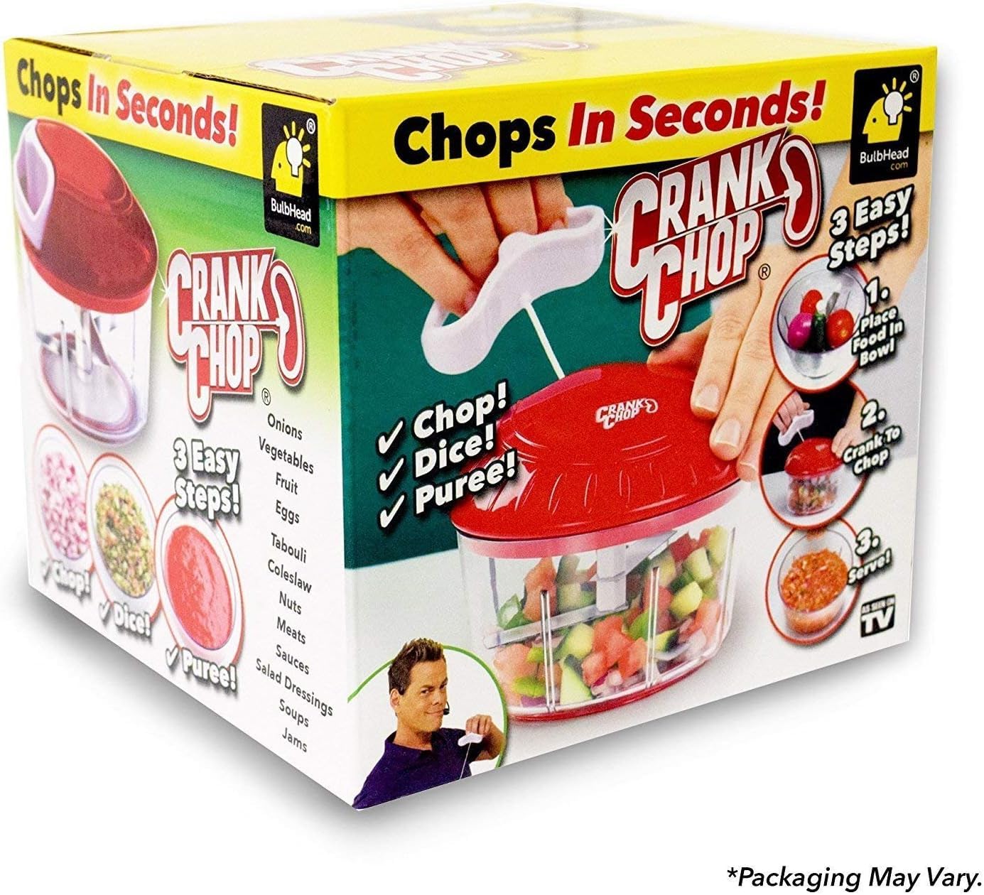 Crank Chop Original con capacidad de dos tazas para ensaladas y salsas.