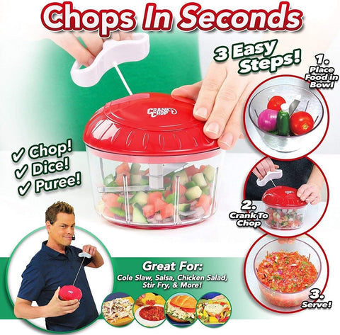 Crank Chop Original diseño compacto para cocina móvil y viajes.