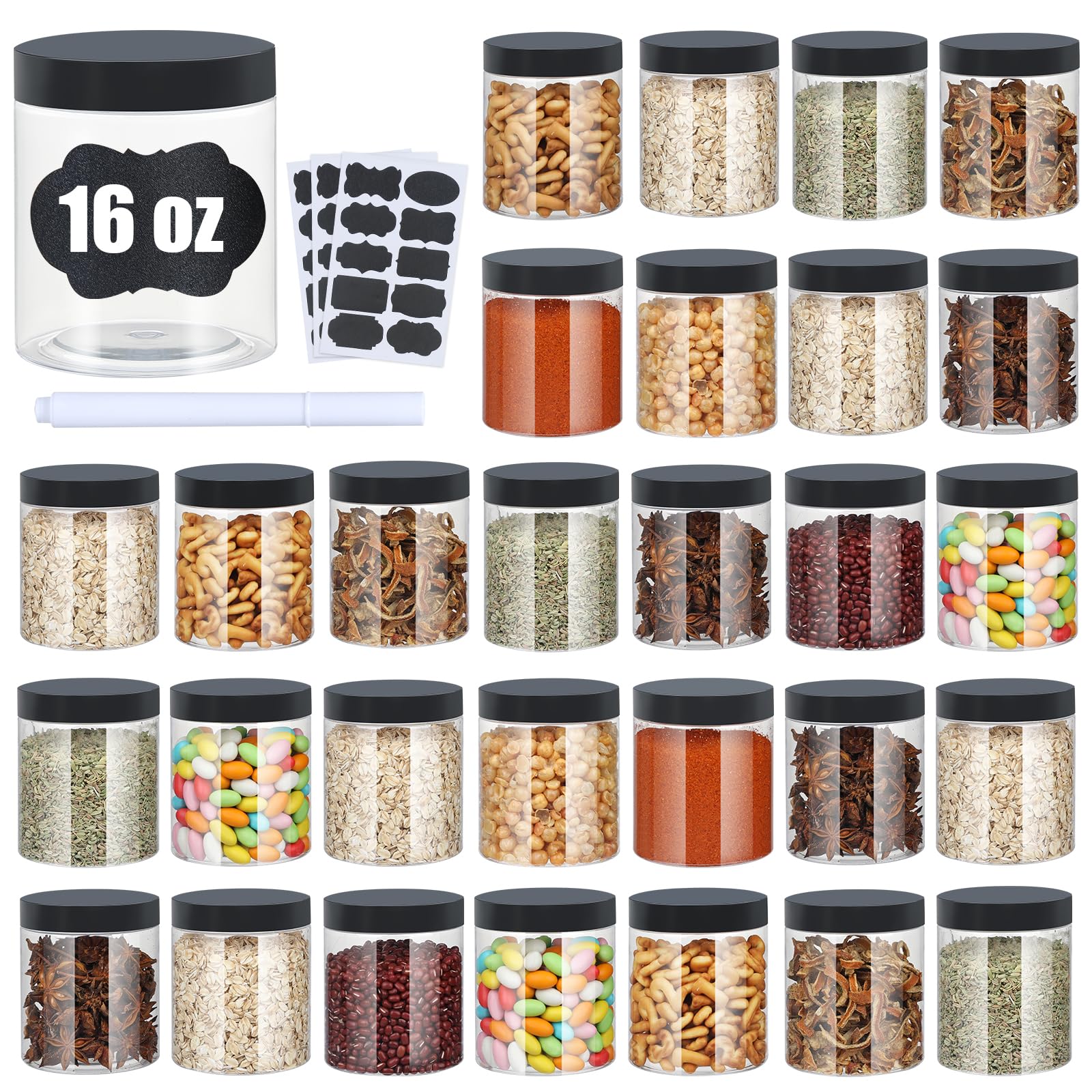 Frascos Crazystorey de plástico 16 oz con tapa hermética para almacenamiento seguro de alimentos