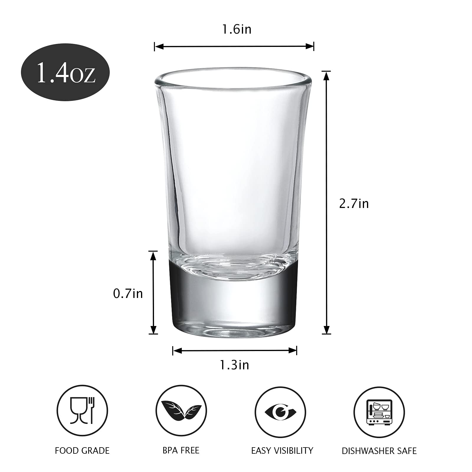 Vaso-shot de cristal claro Crazystorey, diseño clásico para licores.