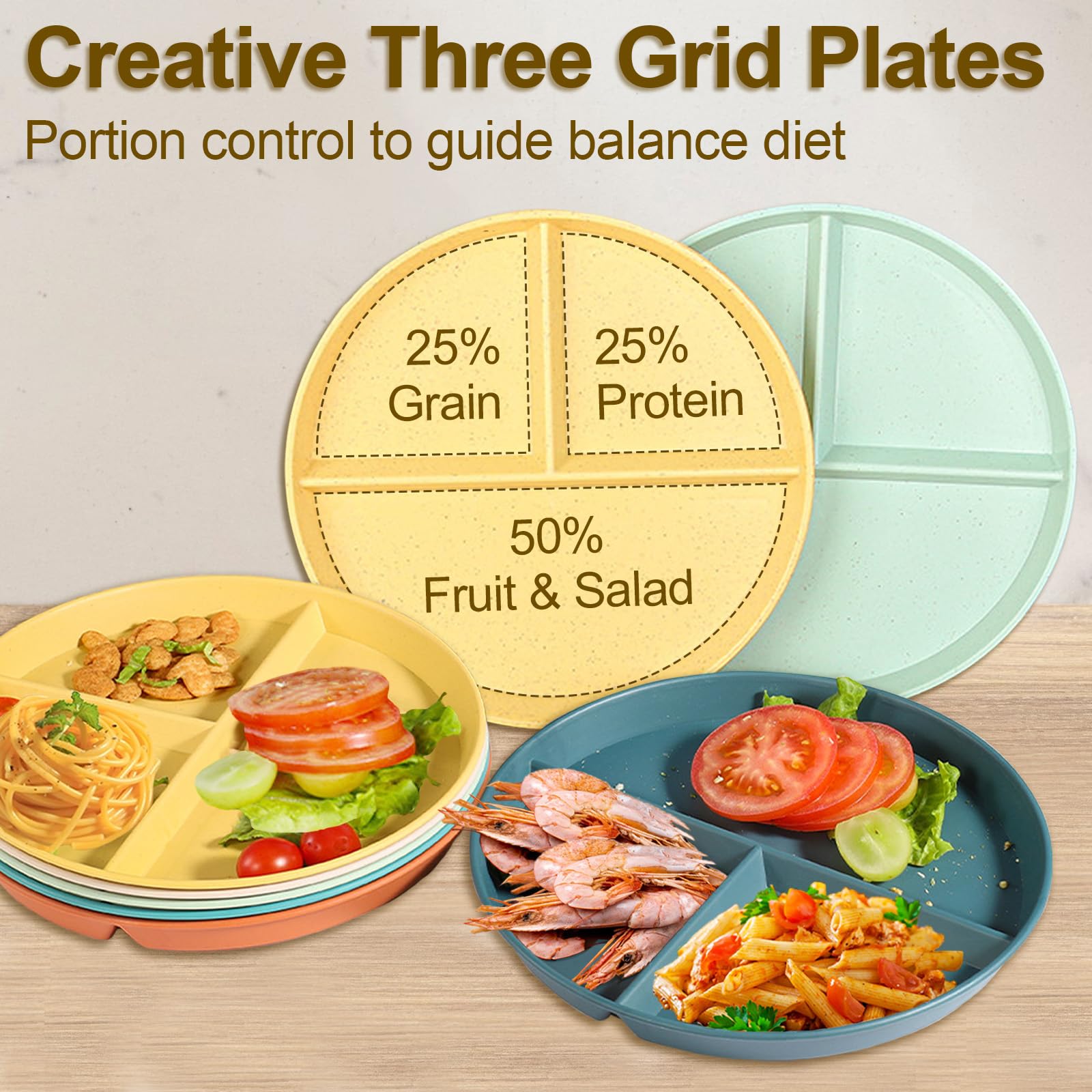 CrazyTerra plato dividido naranja de 9 pulgadas, perfecto para comidas con compartimentos