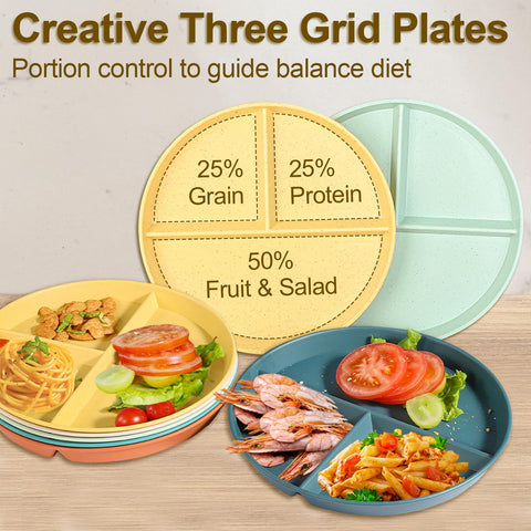 CrazyTerra plato dividido naranja de 9 pulgadas, perfecto para comidas con compartimentos
