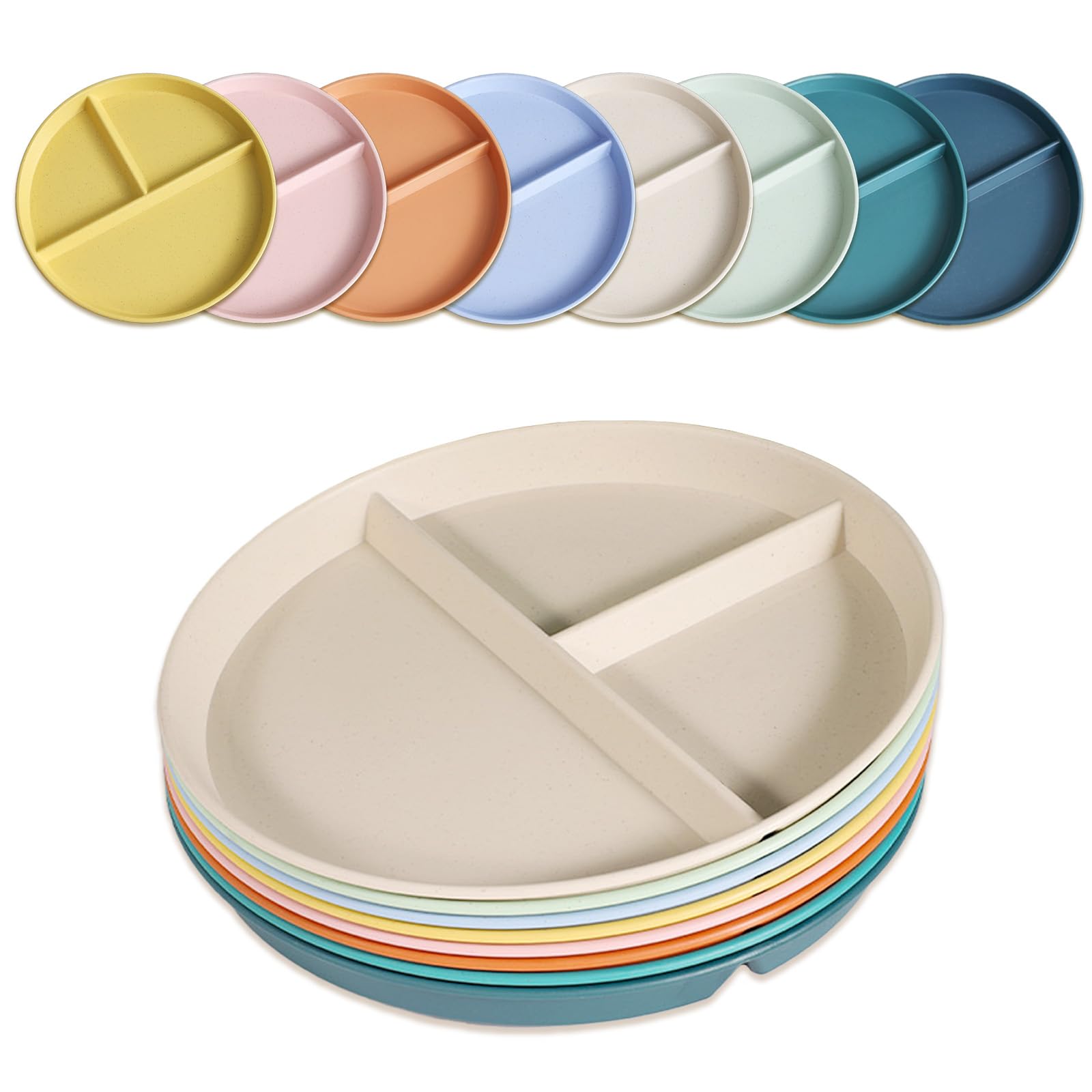CrazyTerra plato dividido verde de 9 pulgadas para porciones equilibradas en casa