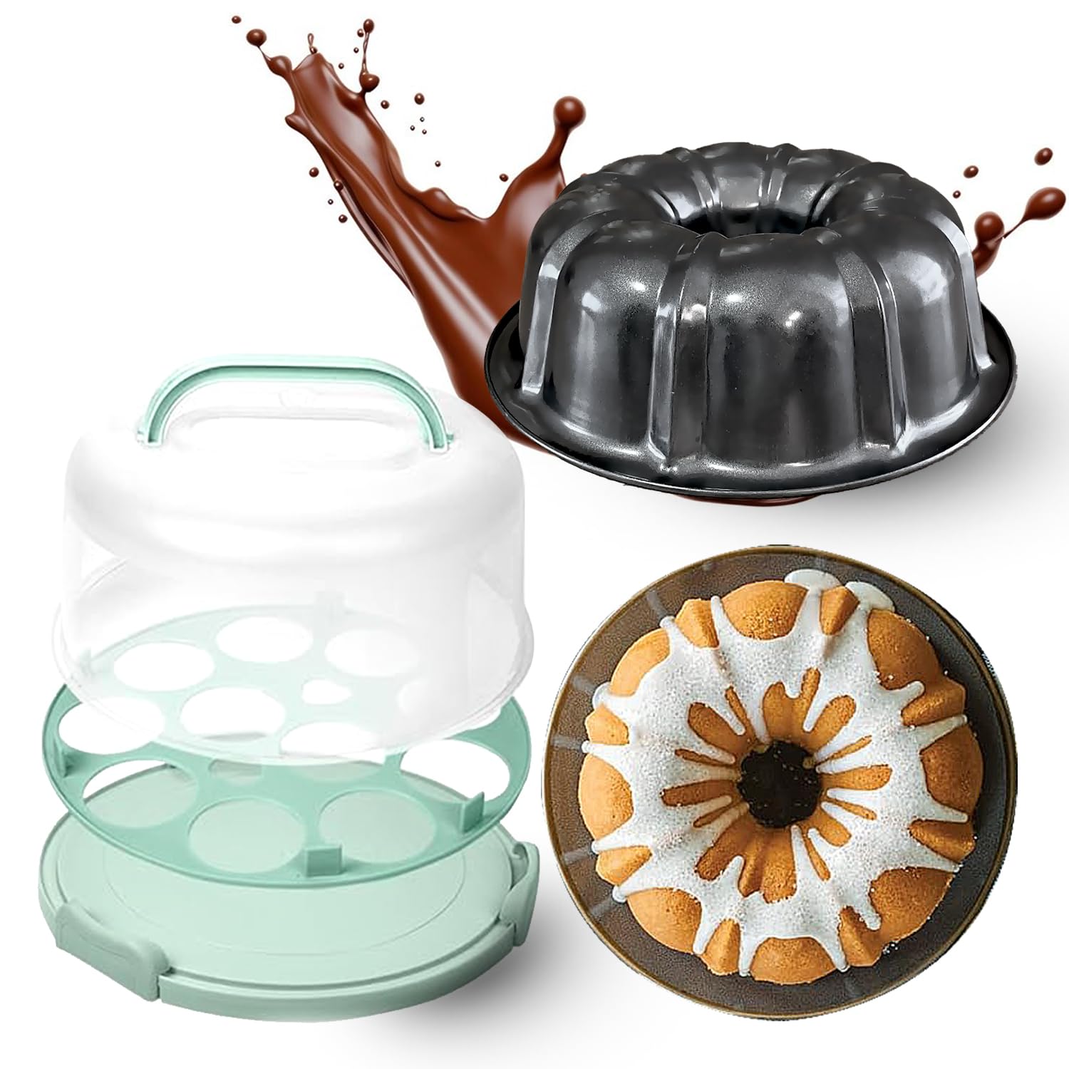Creacake molde Bundt 10 pulgadas con recubrimiento antiadherente para horneado uniforme.