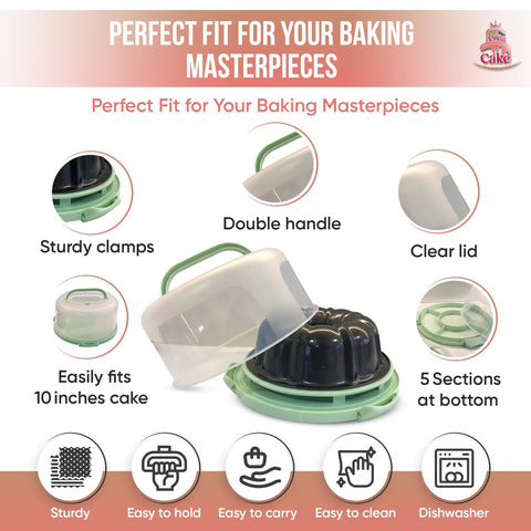 Creacake porta-tortas 12 pulgadas, ideal para transportar tartas con seguridad.
