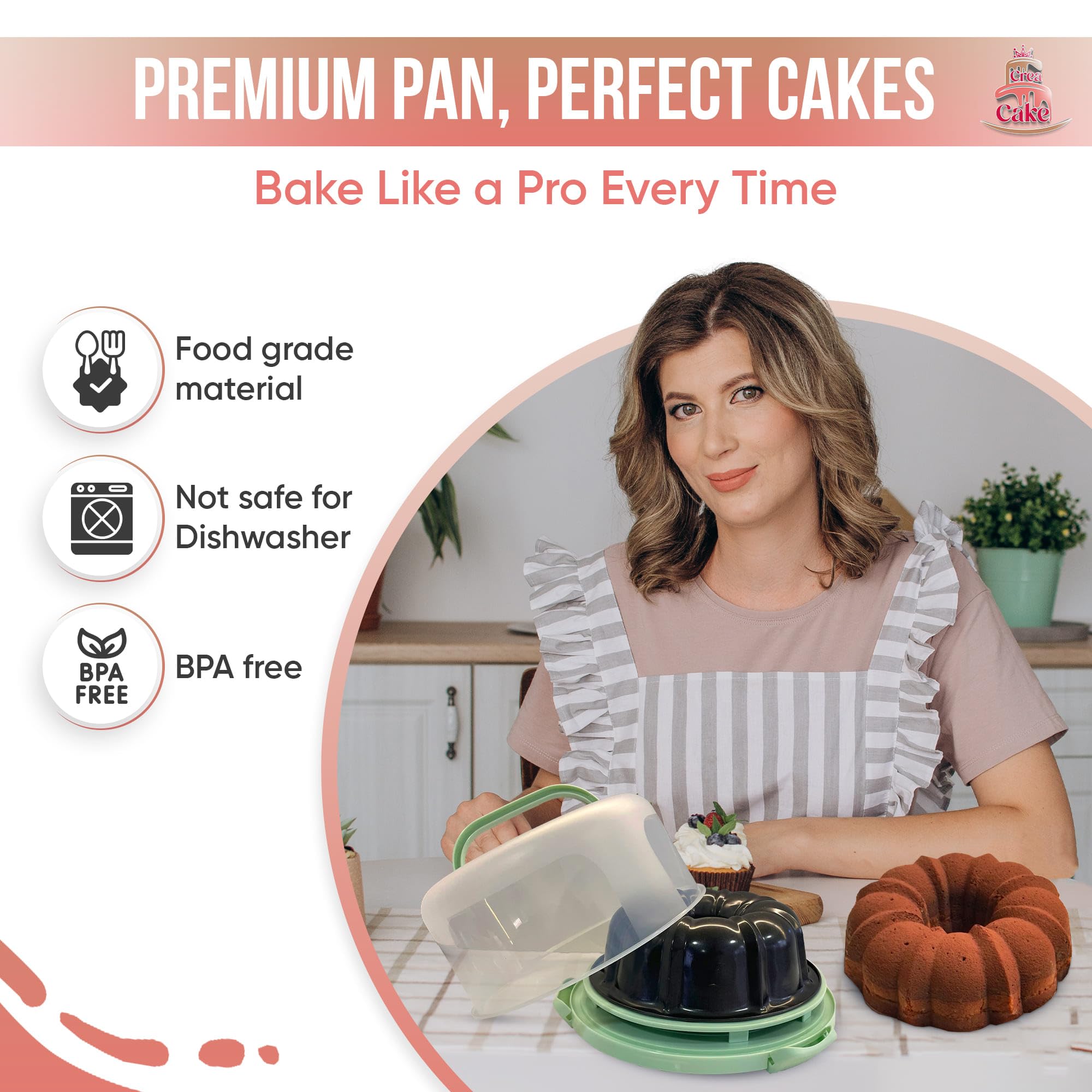 Creacake revestimiento antihaderente, facilita desmoldar y limpiar tras hornear.