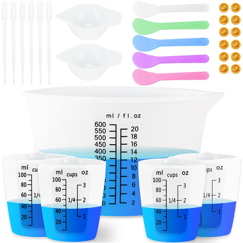 Creahaus tazas de medición 600ml con punto negro para medir resina con precisión