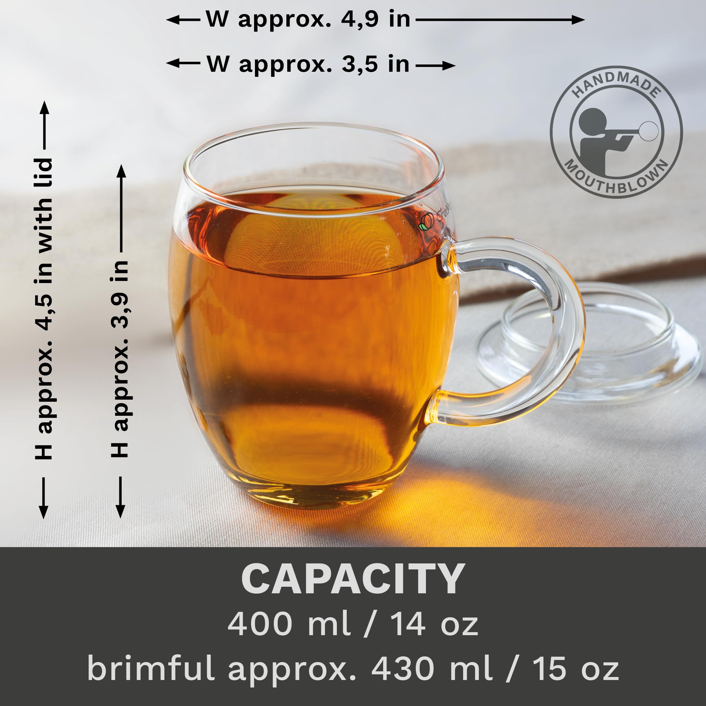 Creano vaso de té apto para lavavajillas, limpieza cómoda.