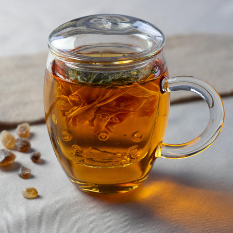 Creano vaso de té con filtro de vidrio, control visual de la infusión.