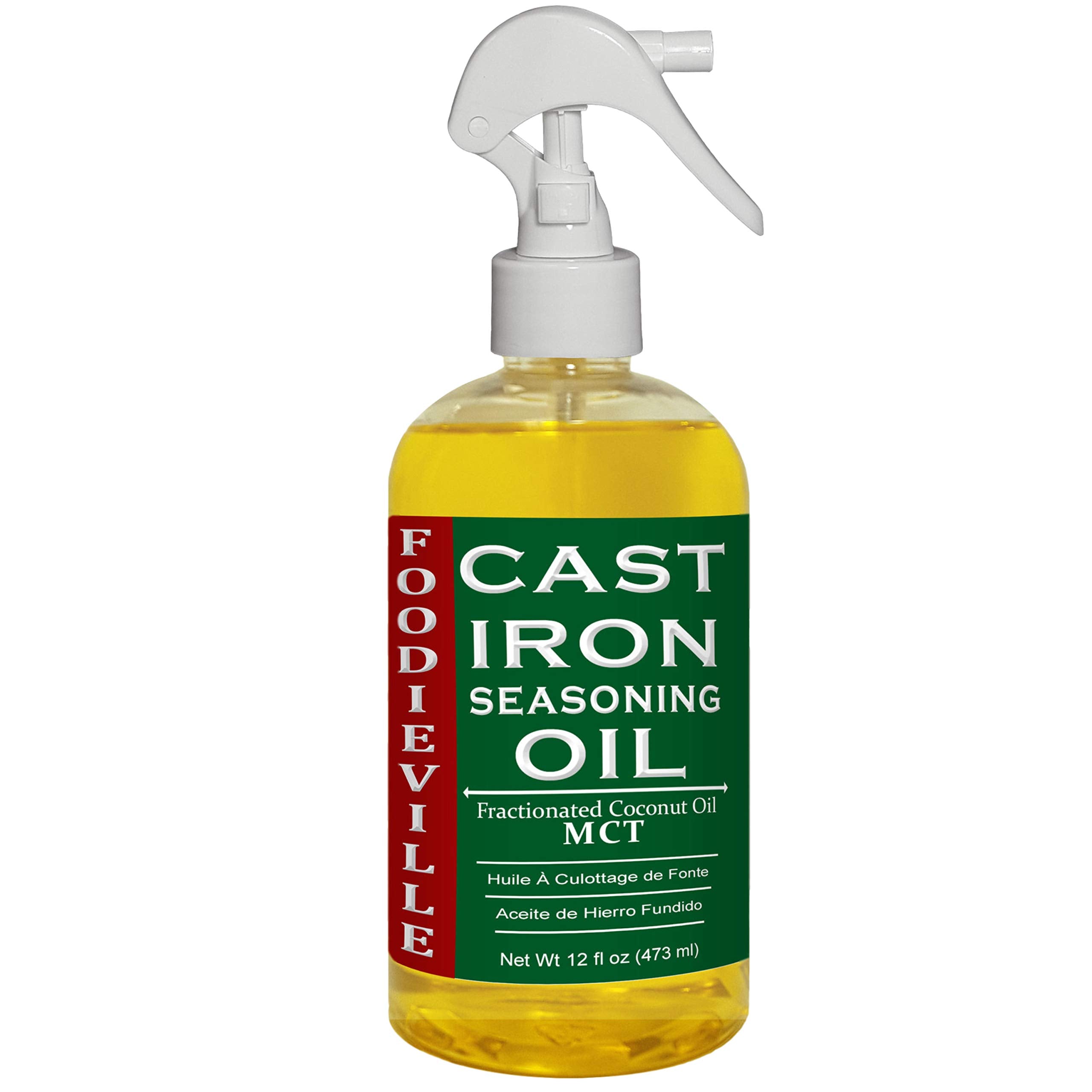 Creation Pharm Aceite para hierro fundido, vertido suave para sazonar y mantener superficies.