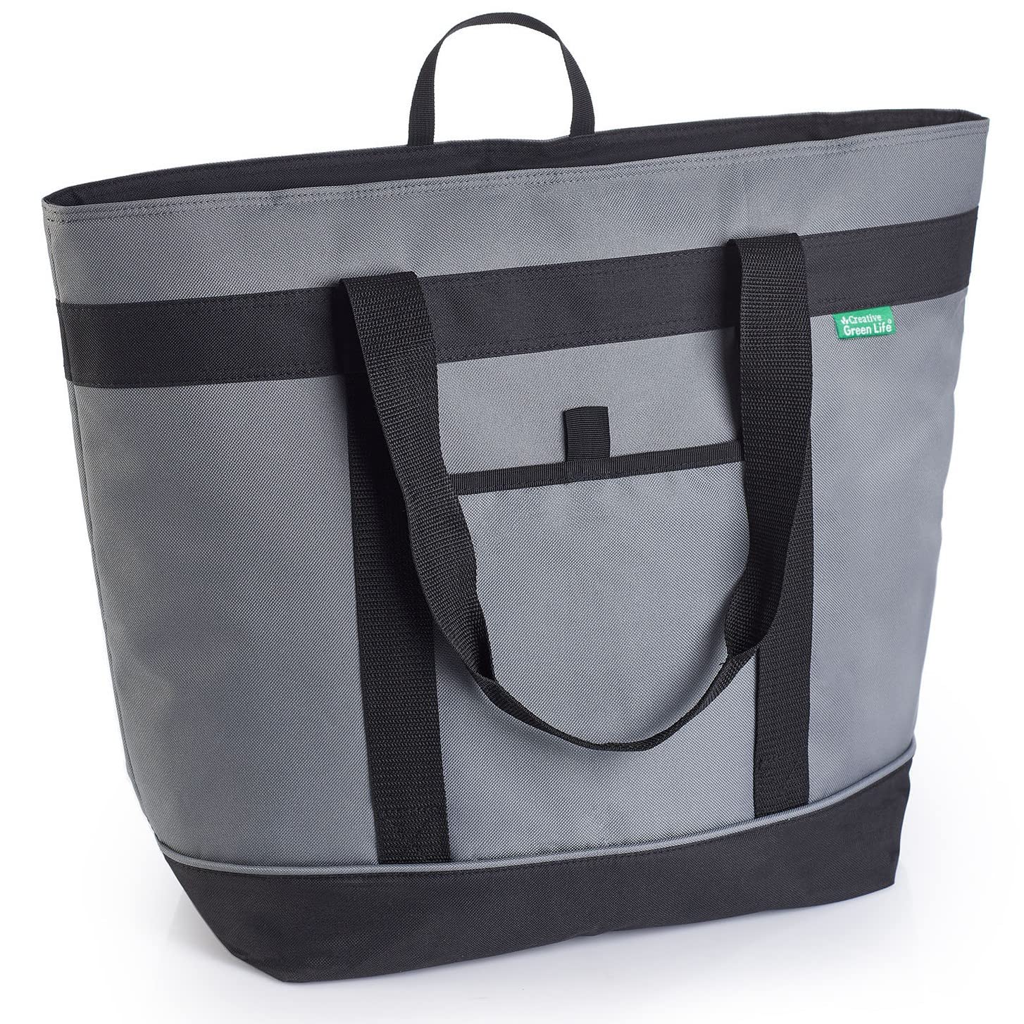Creative Green Life gran bolsa aislada gris, vista general para compras o salidas al aire libre