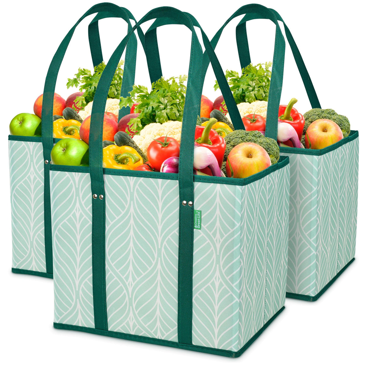 Creative Green Life bolsas de compra rectangulares que se mantienen erguidas para carga estable.