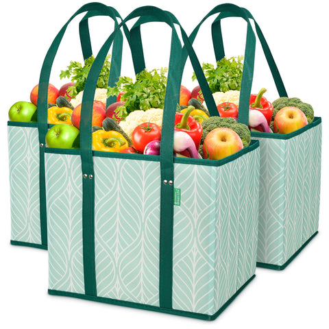 Creative Green Life bolsas de compra rectangulares que se mantienen erguidas para carga estable.