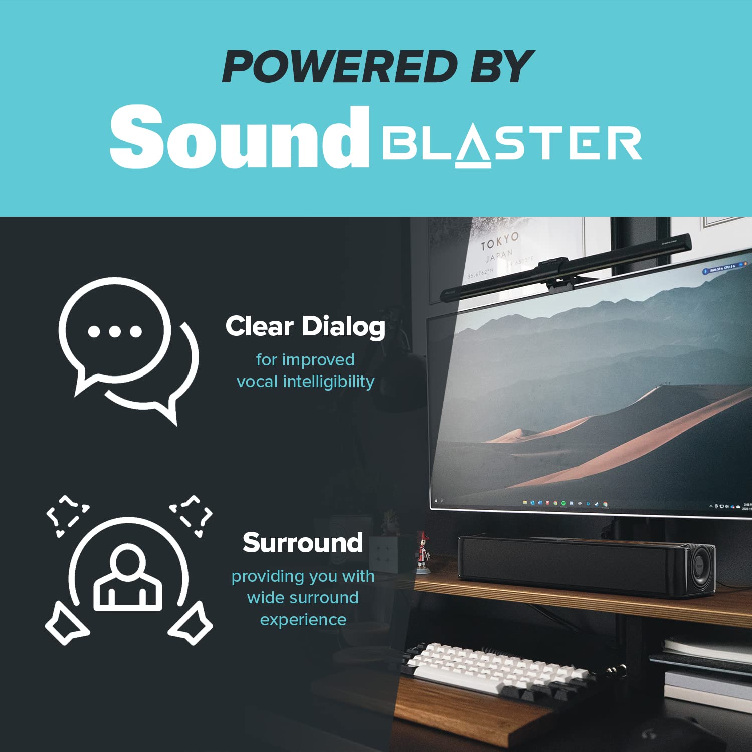 Creative Stage SE 2.0, ambiente de escritorio con sonido claro