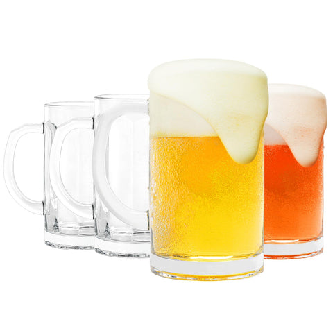 Creativeland jarras vidrio grueso 16oz con asa, para cervezas frías y aroma realzado.