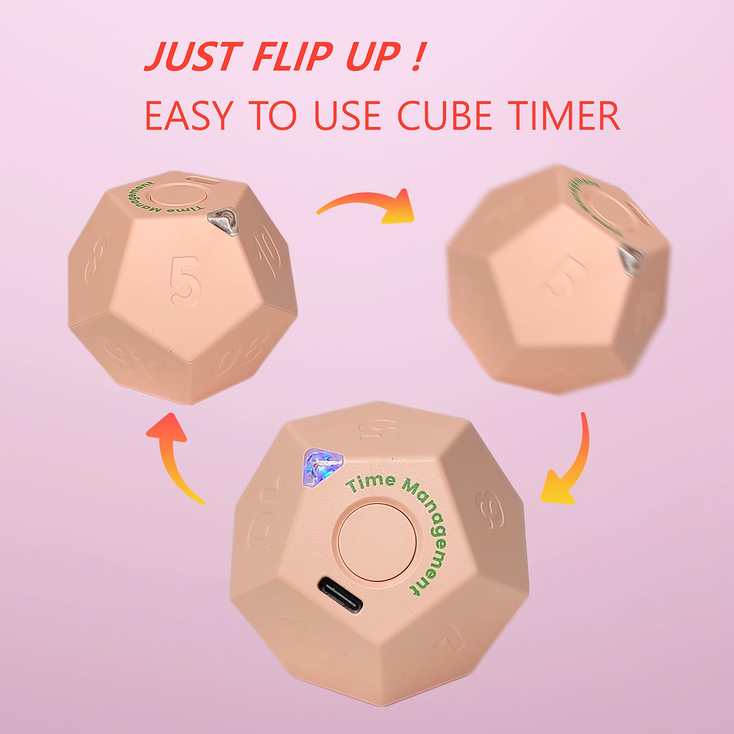 CreaViva Cubo Pomodoro Rosa en mano, perfecto para llevar a clase o trabajo.