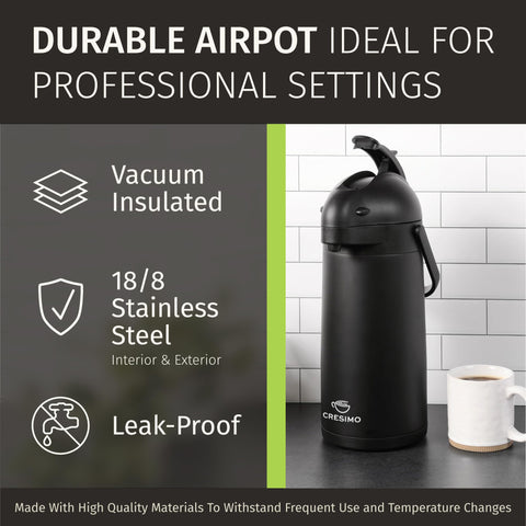 Cresimo Airpot uso para café, té o agua caliente en casa u oficina