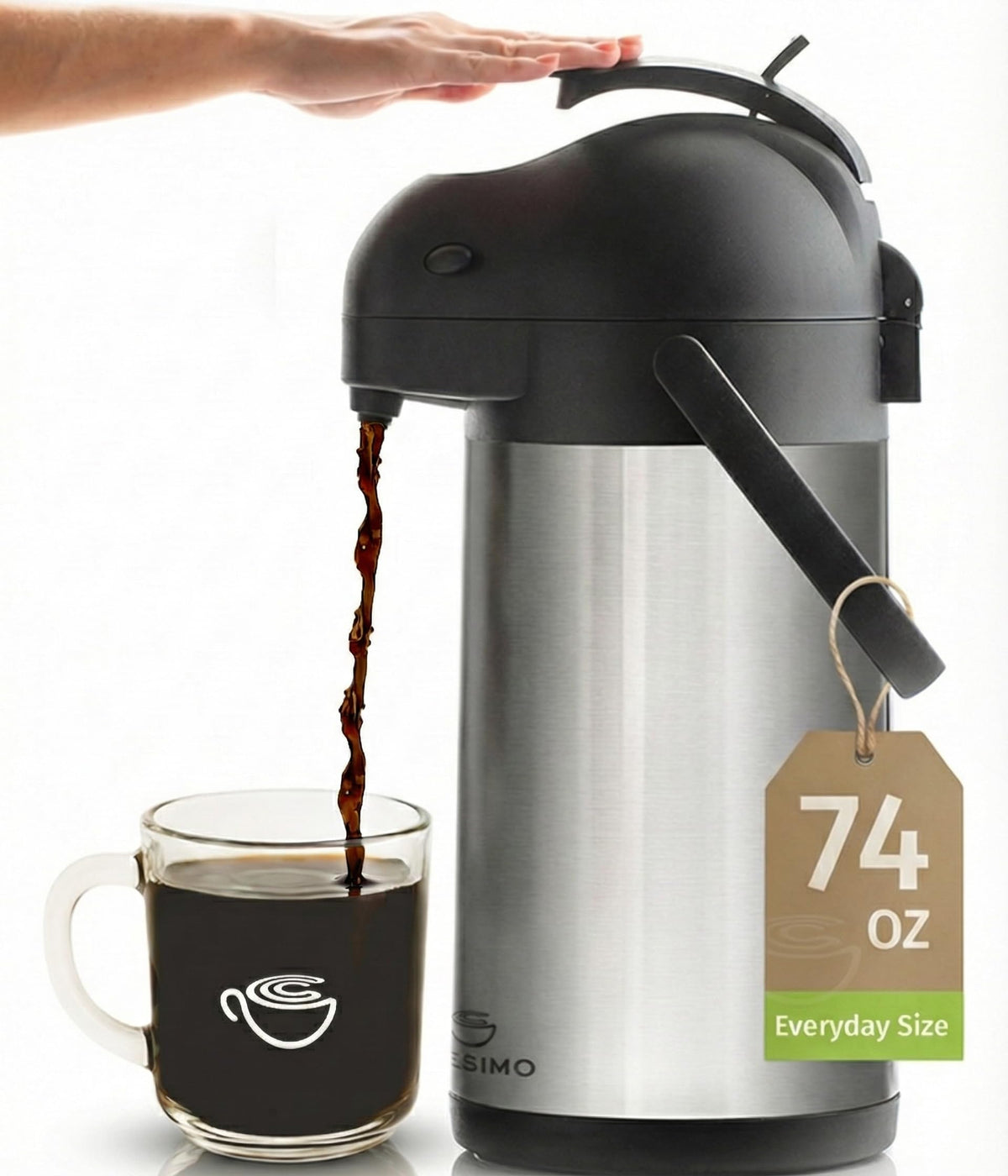 Cresimo cafetera termica 74oz dispensador con bomba, ideal para oficinas