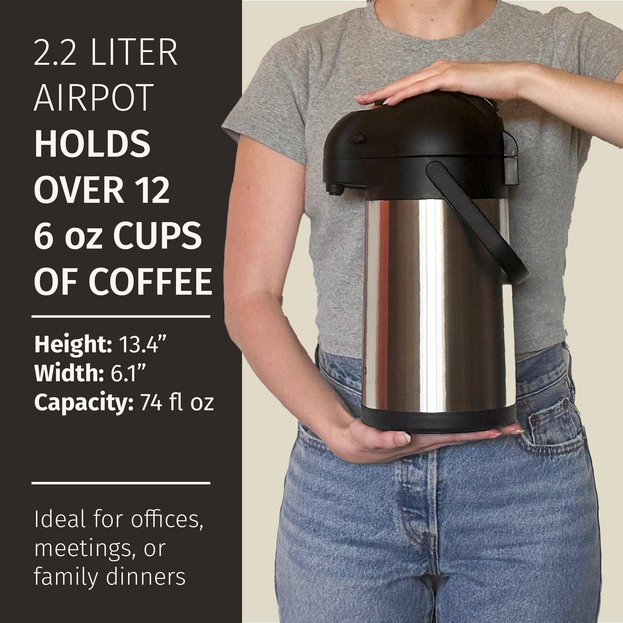 CRESIMO carafe acero inoxidable aislado para mantener el calor.