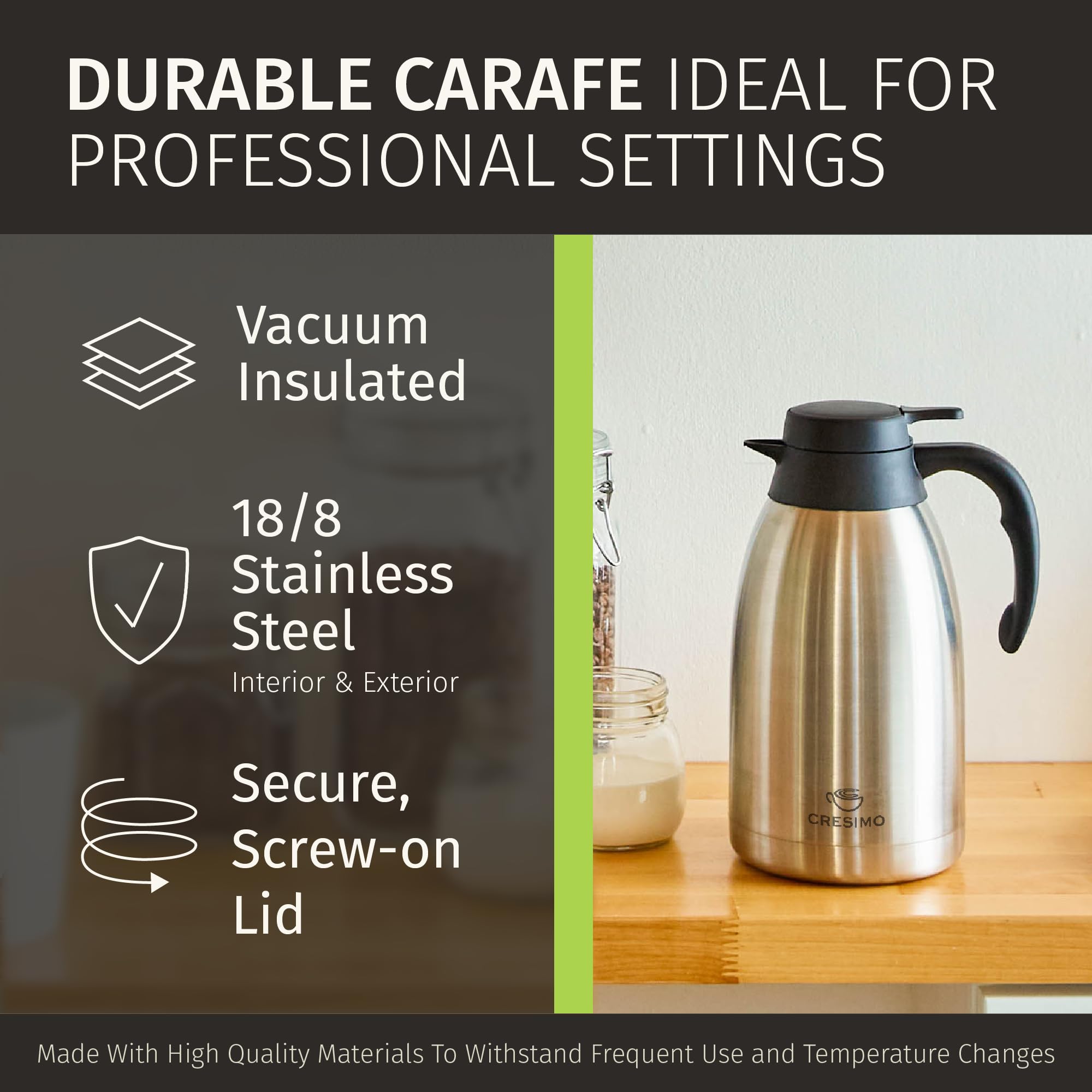 Cresimo jarra térmica de café 68oz, diseño estadounidense con garantía de por vida.