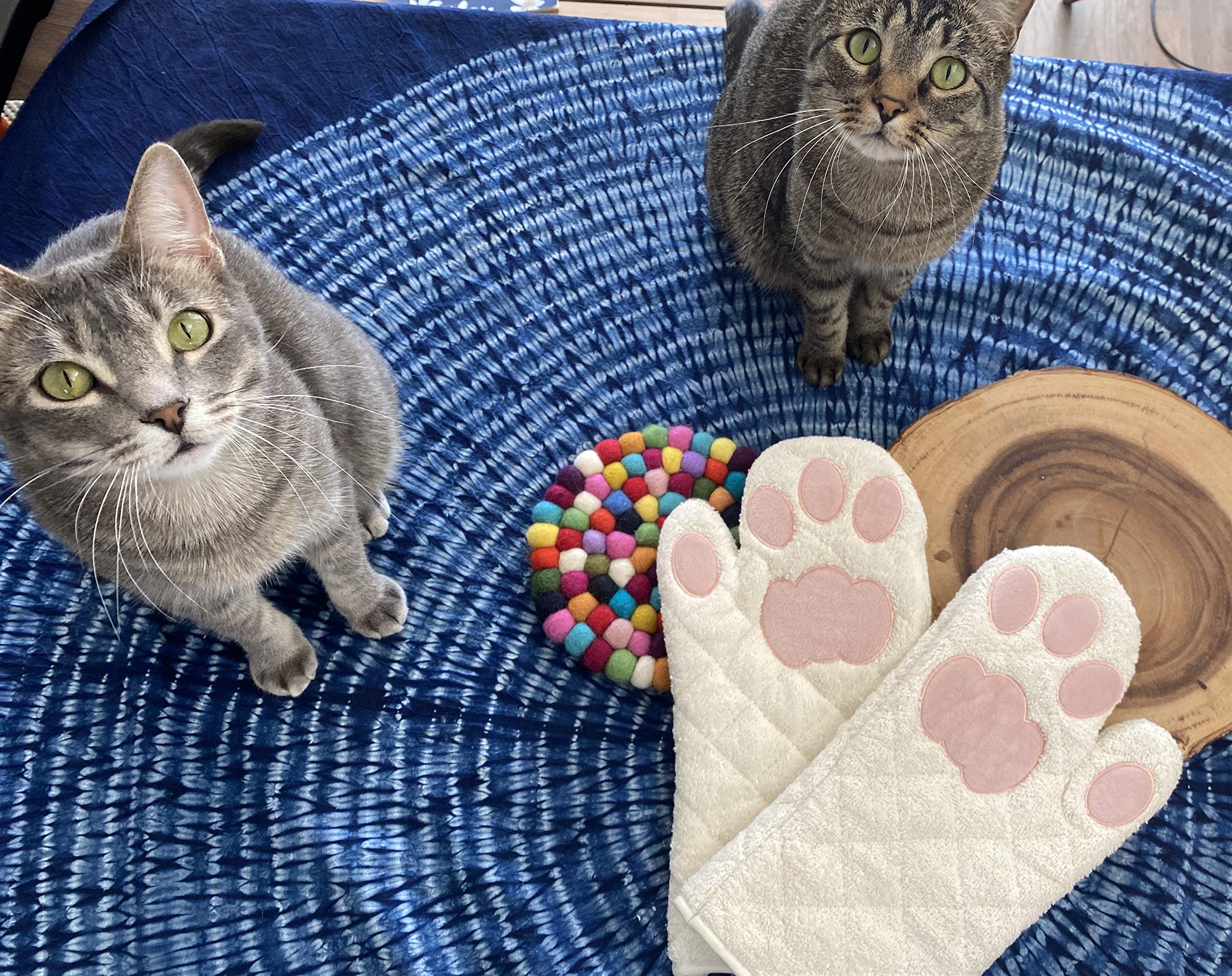 Cricket & Junebug guantes de cocina, blanco rosa, fácil cuidado y lavado