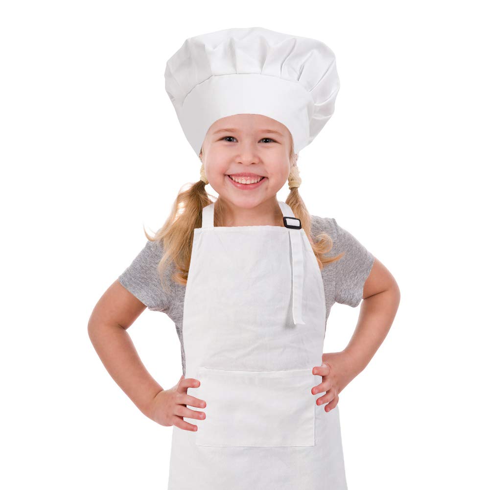 CRJHNS delantal infantil con bolsillo grande, ideal para cocinar o manualidades.