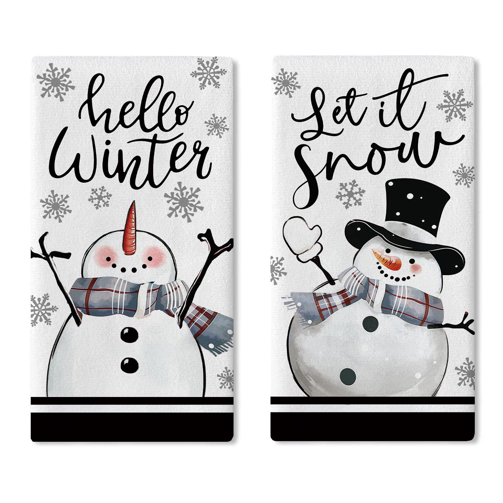 Paño Croar con muñeco de nieve, ideal para decorar y secar en la cocina.