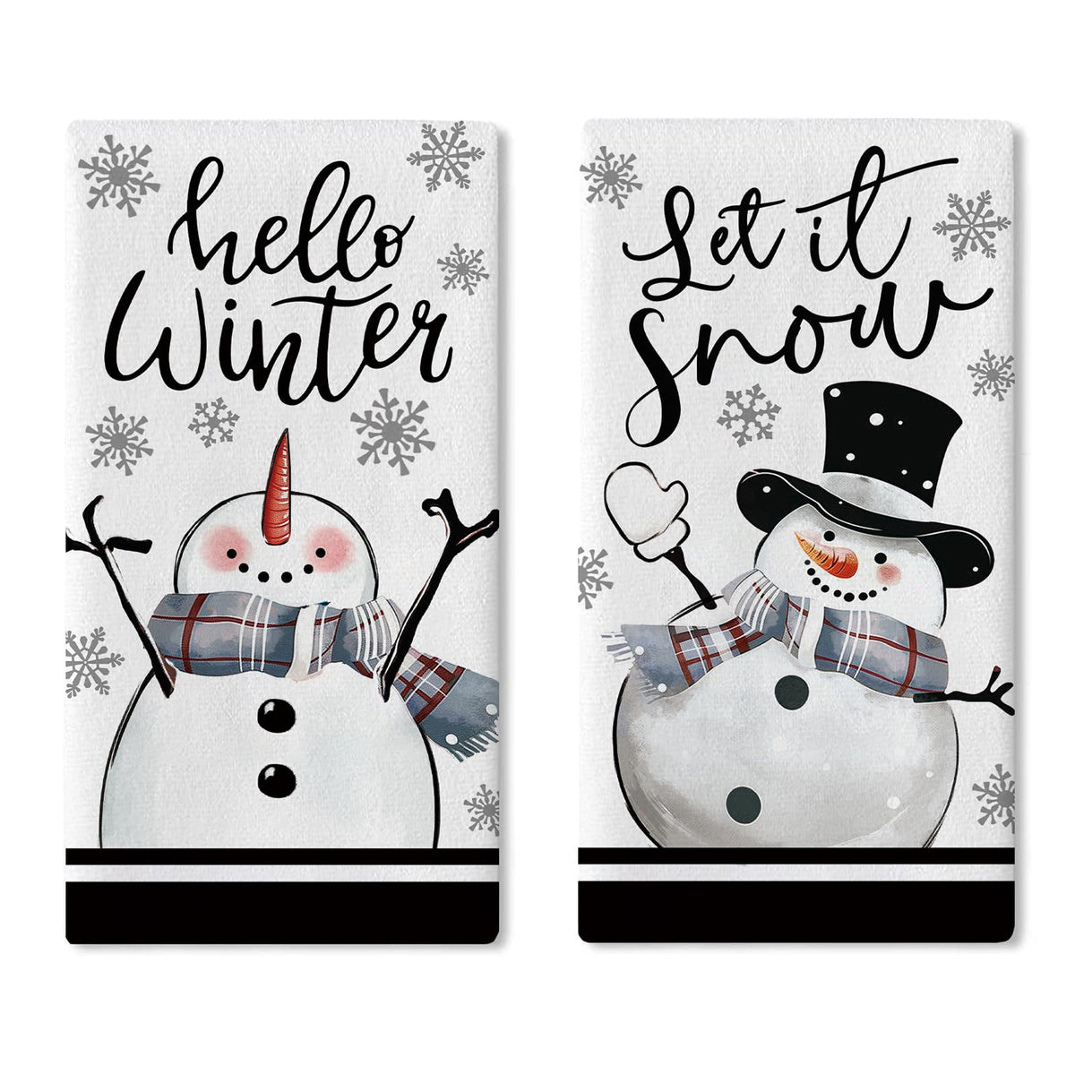 Paño Croar con muñeco de nieve, ideal para decorar y secar en la cocina.