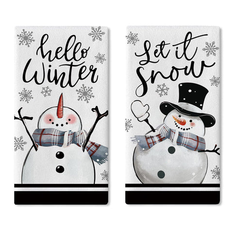 Paño Croar con muñeco de nieve, ideal para decorar y secar en la cocina.