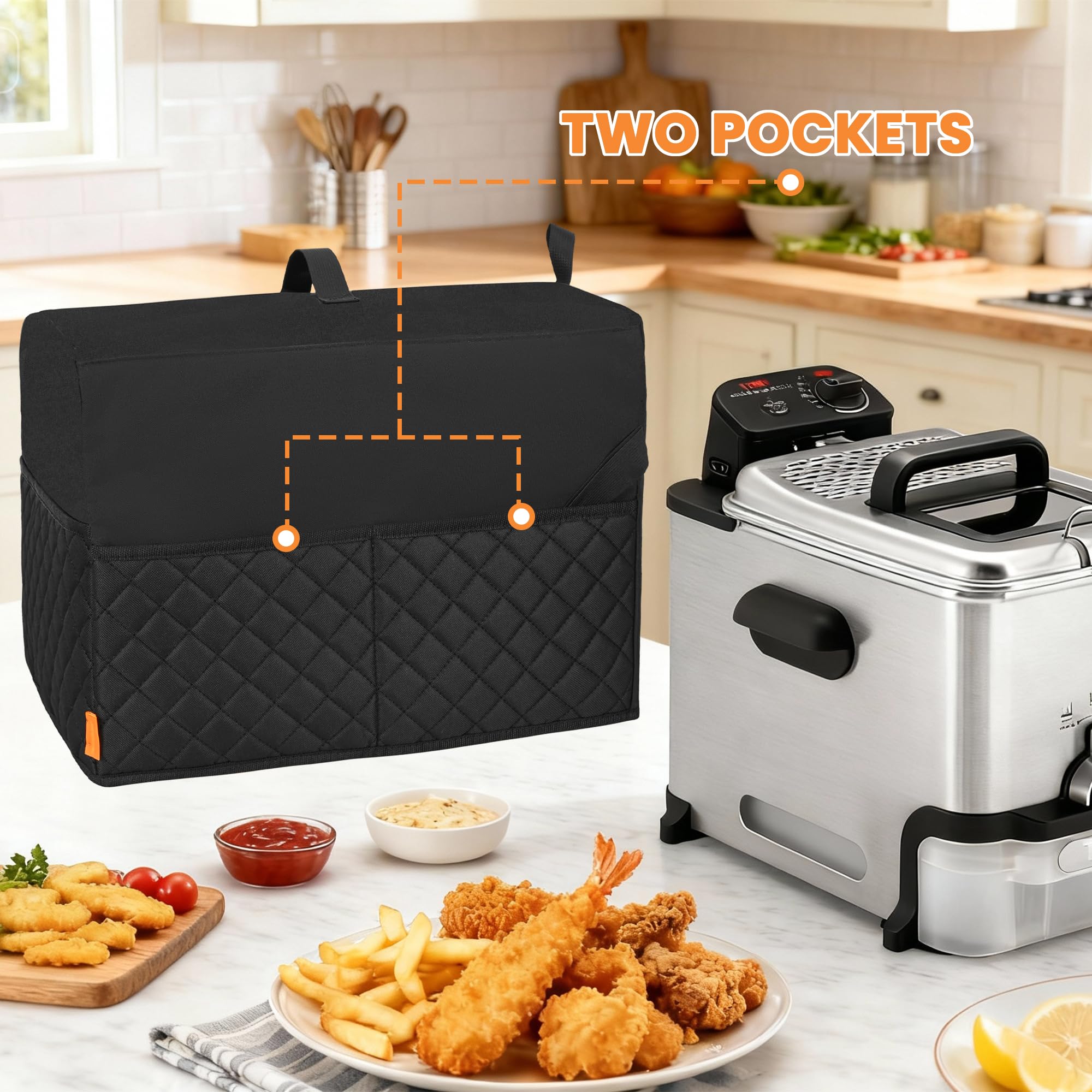 Funda CROTIRAD para freidora-tfal-3-5l-bolsillo-izquierdo-grande almacena filtros y guías.