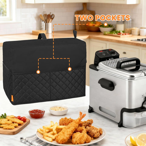 Funda CROTIRAD para freidora-tfal-3-5l-bolsillo-izquierdo-grande almacena filtros y guías.
