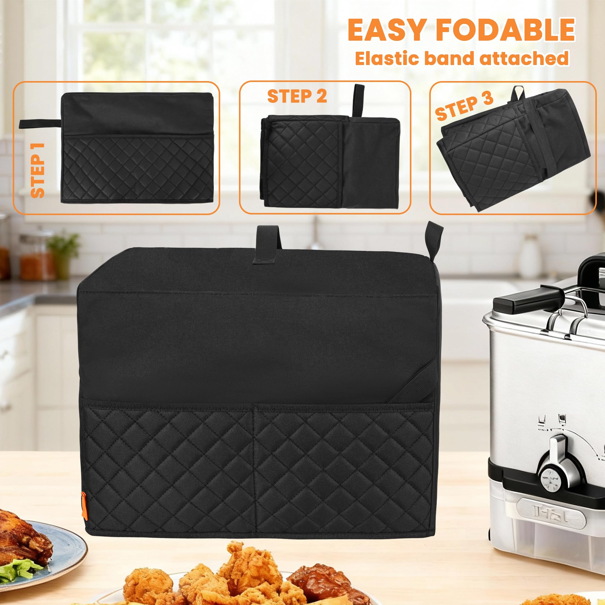 Funda CROTIRAD para freidora-tfal-3-5l-tejido-negro resistente al agua facilita limpieza.