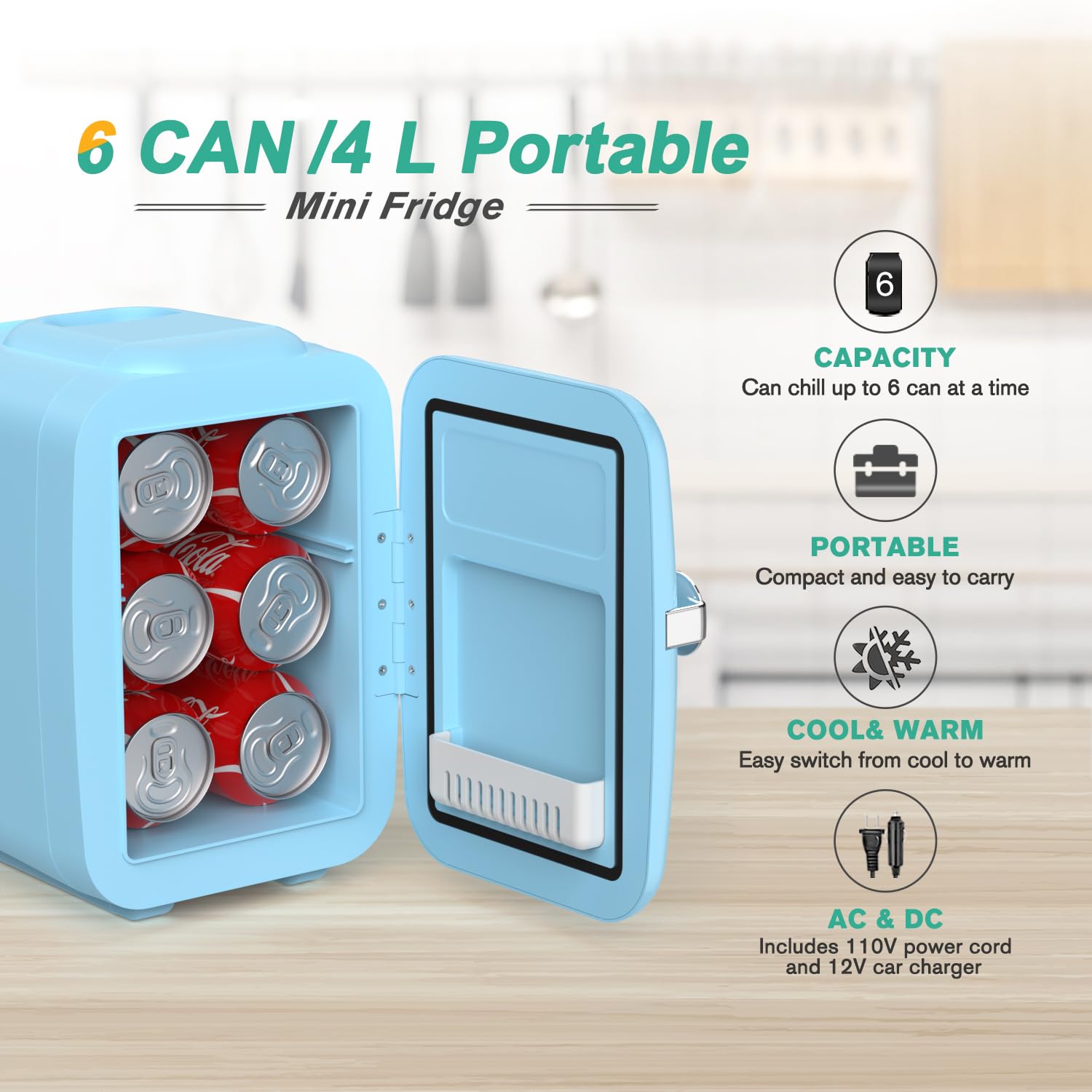 CROWNFUL mini nevera portátil con asa para llevar a la oficina o coche.