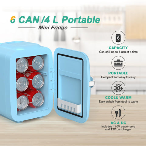 CROWNFUL mini nevera portátil con asa para llevar a la oficina o coche.