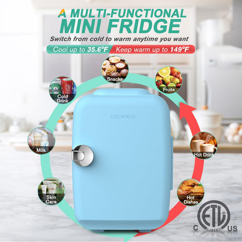 CROWNFUL nevera 4L con modo enfriamiento y calentamiento para cuidado de la piel.
