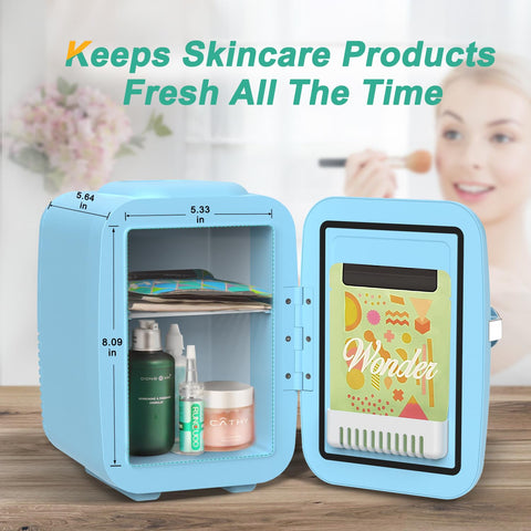 CROWNFUL mini nevera silenciosa para cosméticos y aperitivos.