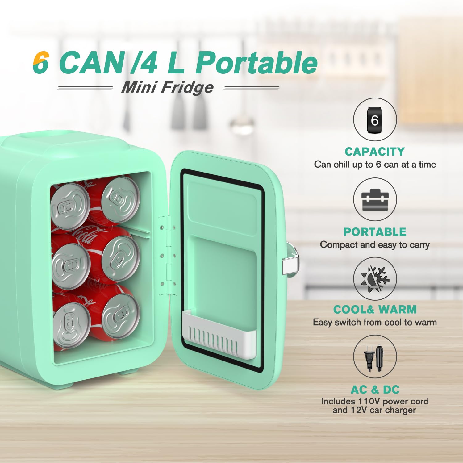 CROWNFUL mininevera 4L con asa, fácil de transportar entre dormitorio, oficina y coche.